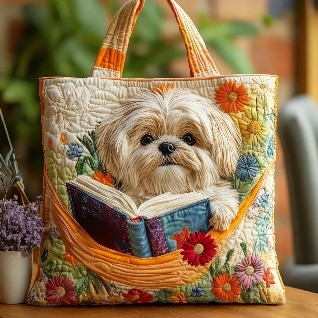 Handgjord väska med shih tzu