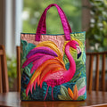 Handgjord väska med flamingo