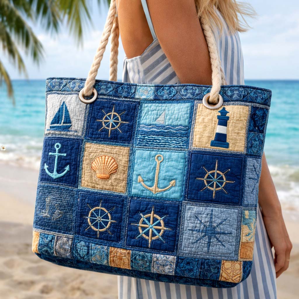 Handgjord Strandväska – Navy Blue