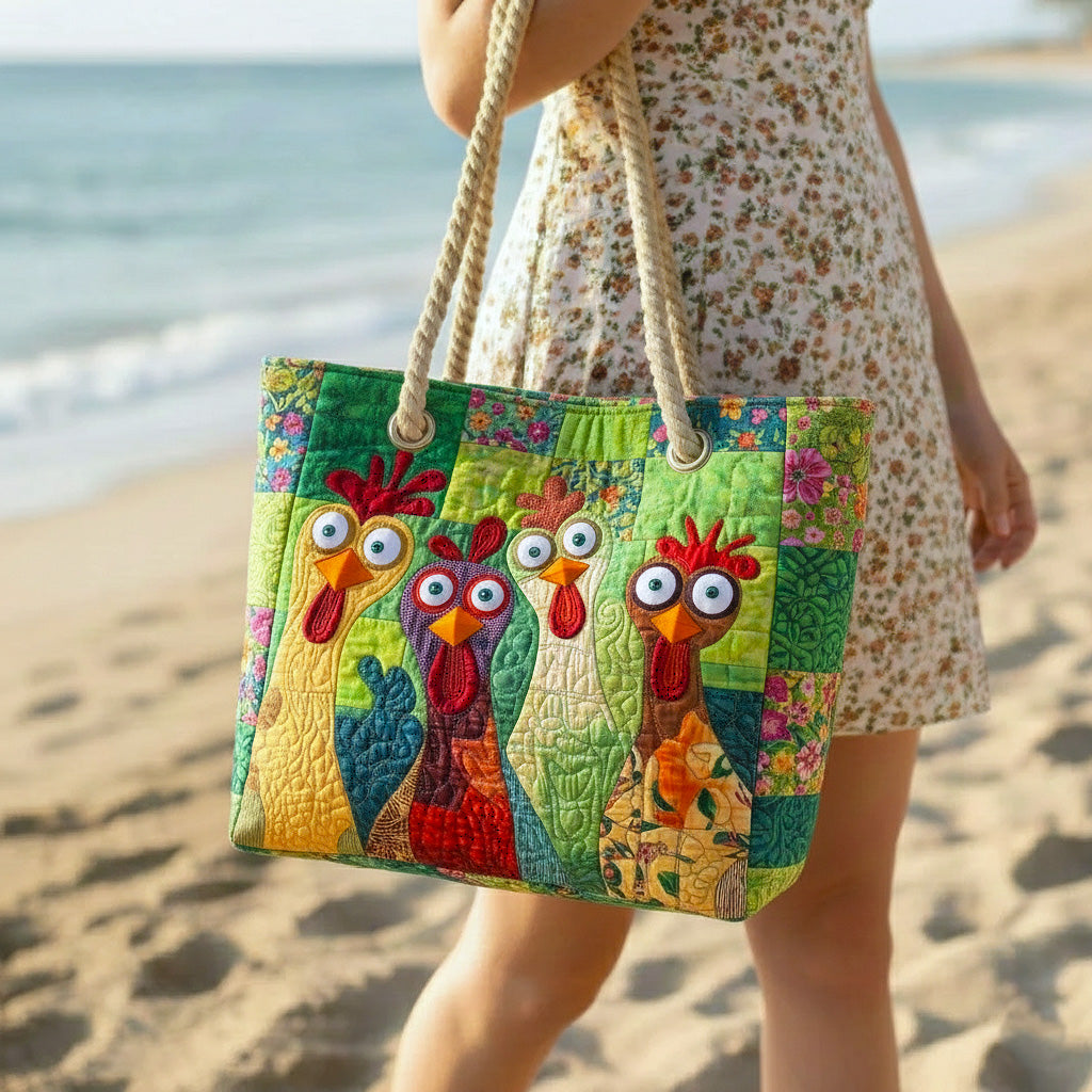 Handgjord Strandväska – Funky Chicken Art Sand